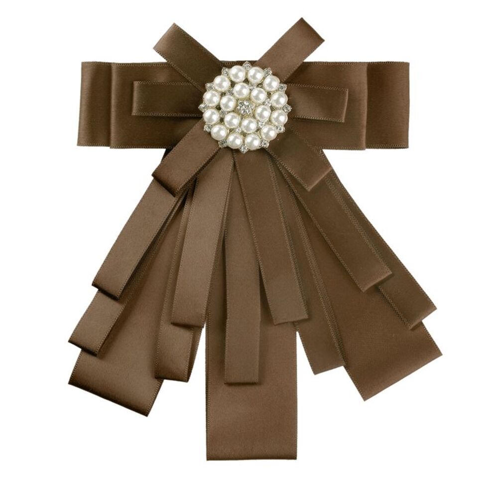 Ribbon Brooch Bowknot Necktie Bow Brooches Pre-Tied Bow Ties One Size Coffee